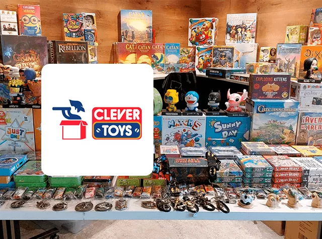 Imagen muestra la marca Clever Toys y juegos de mesa
