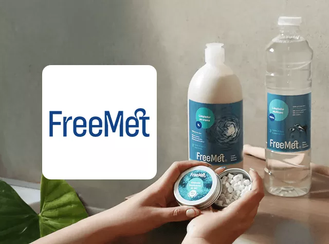 Imagen muestra la marca Freemet y algunos productos