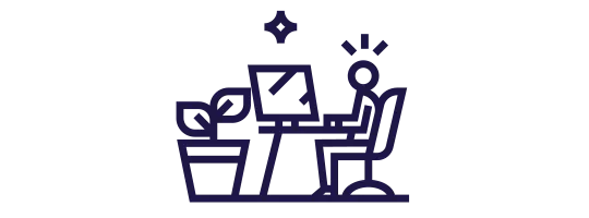 Ícono de una persona trabajando en su escritório