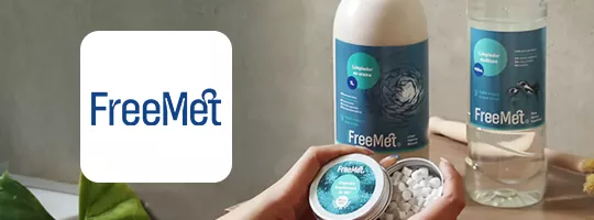 Imagen muestra la marca Freemet y algunos productos